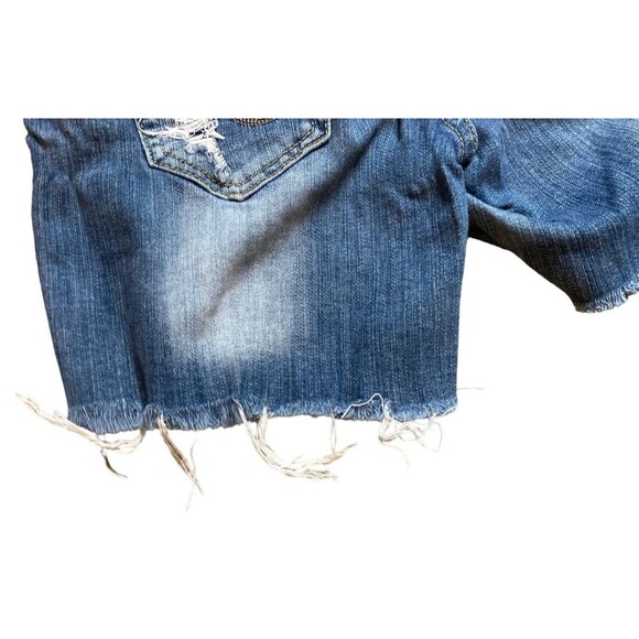 machine nouvelle mode distressed blue denim stretchy shorts M cotton beach boho - Picture 11 of 15